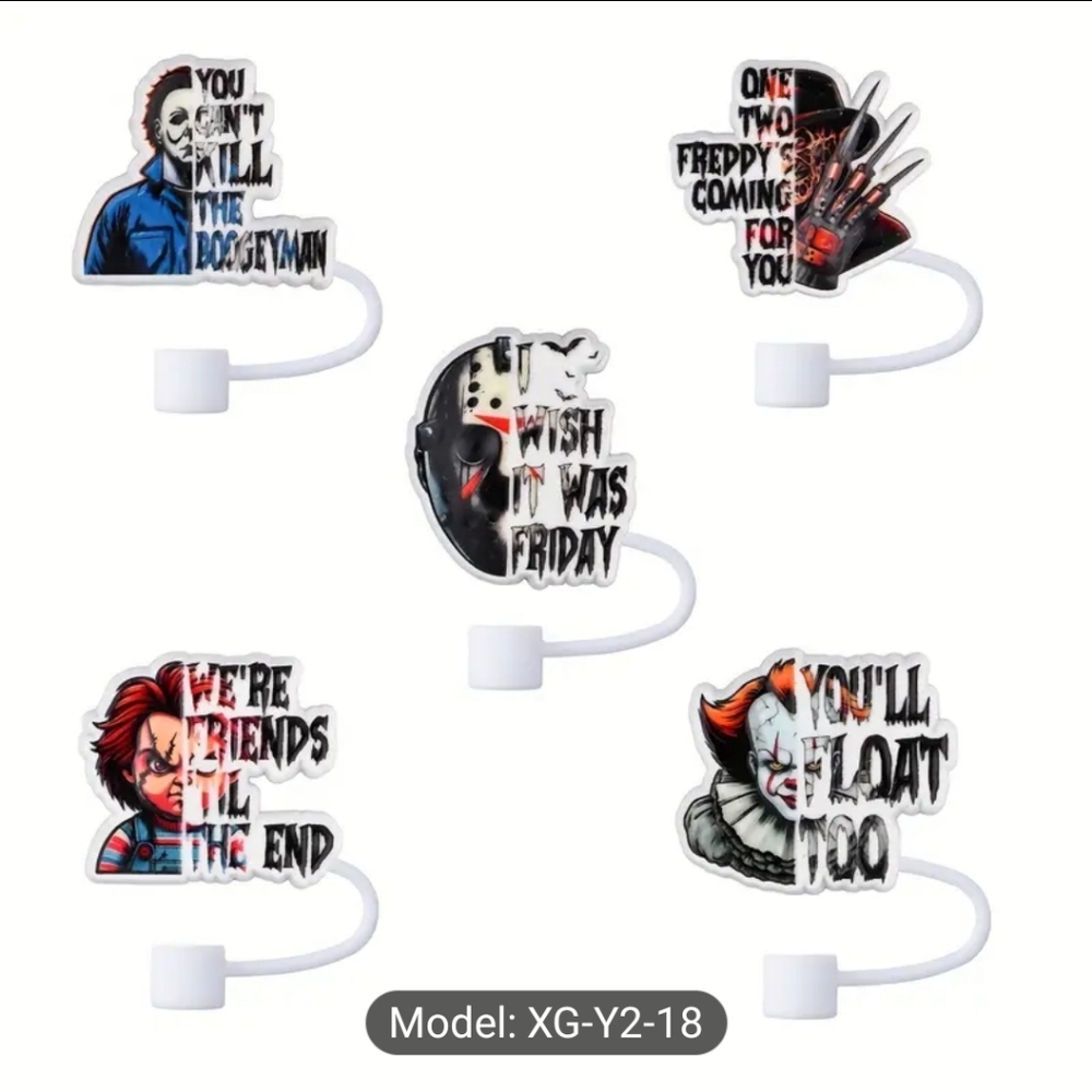 Horror Movie Character Straw Toppers